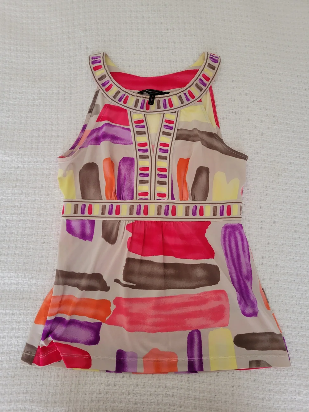BCBGMaxAzria Multicolor Painted Stripe Halter Tank